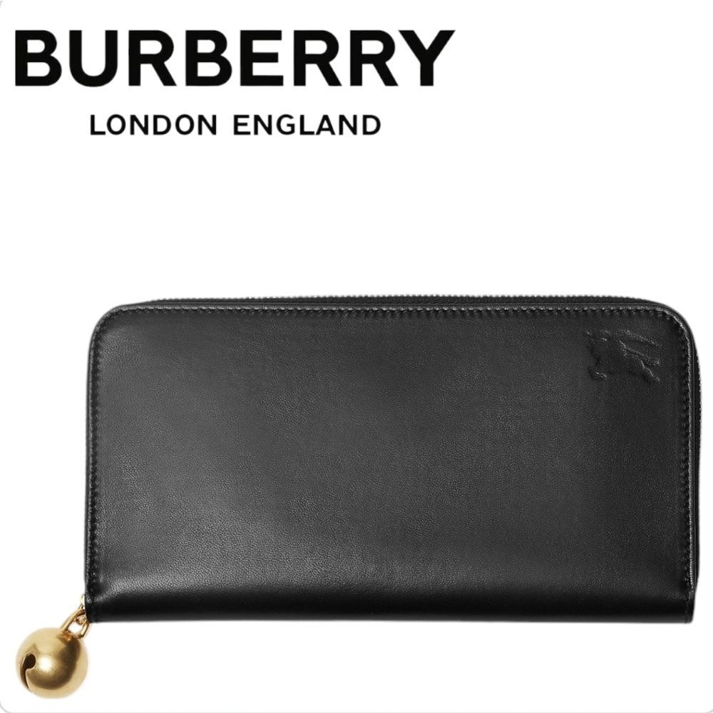 Burberry 100% Lambskin Leather Large Black Continental Zippie Wallet